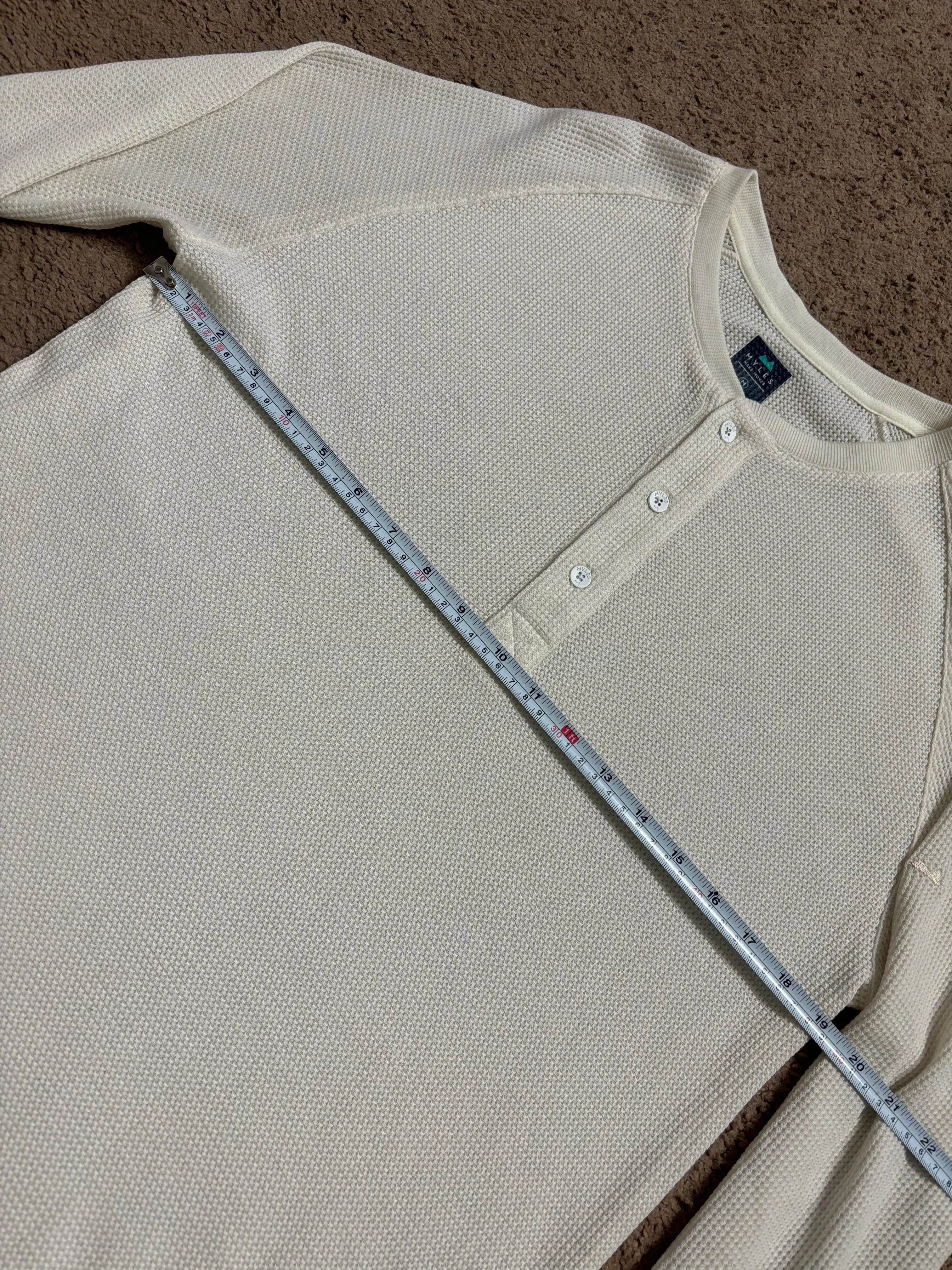 $88- Myles Apparel - weekend Henley long sleeve shirt - M