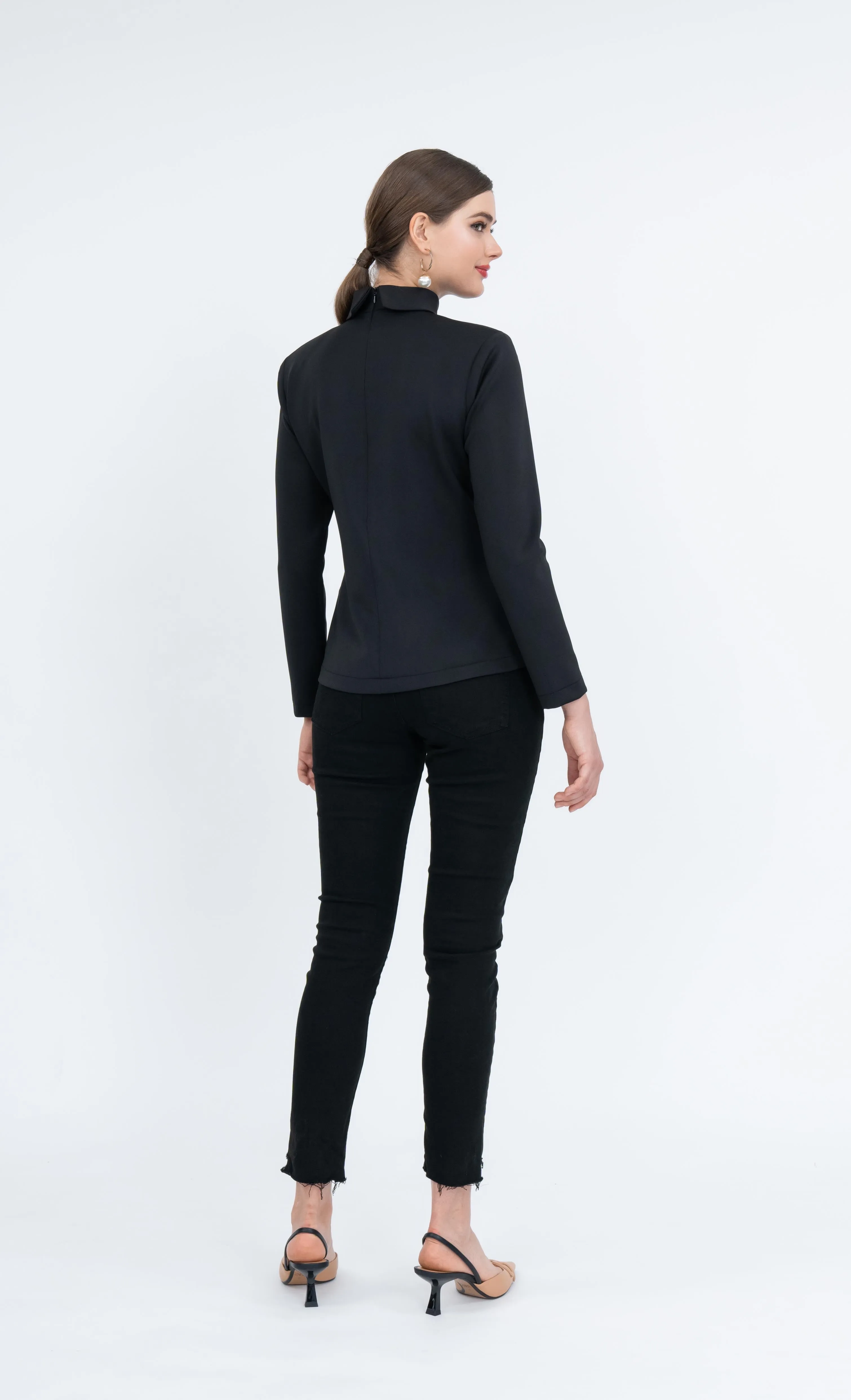 Arlene High Neck Top in Black