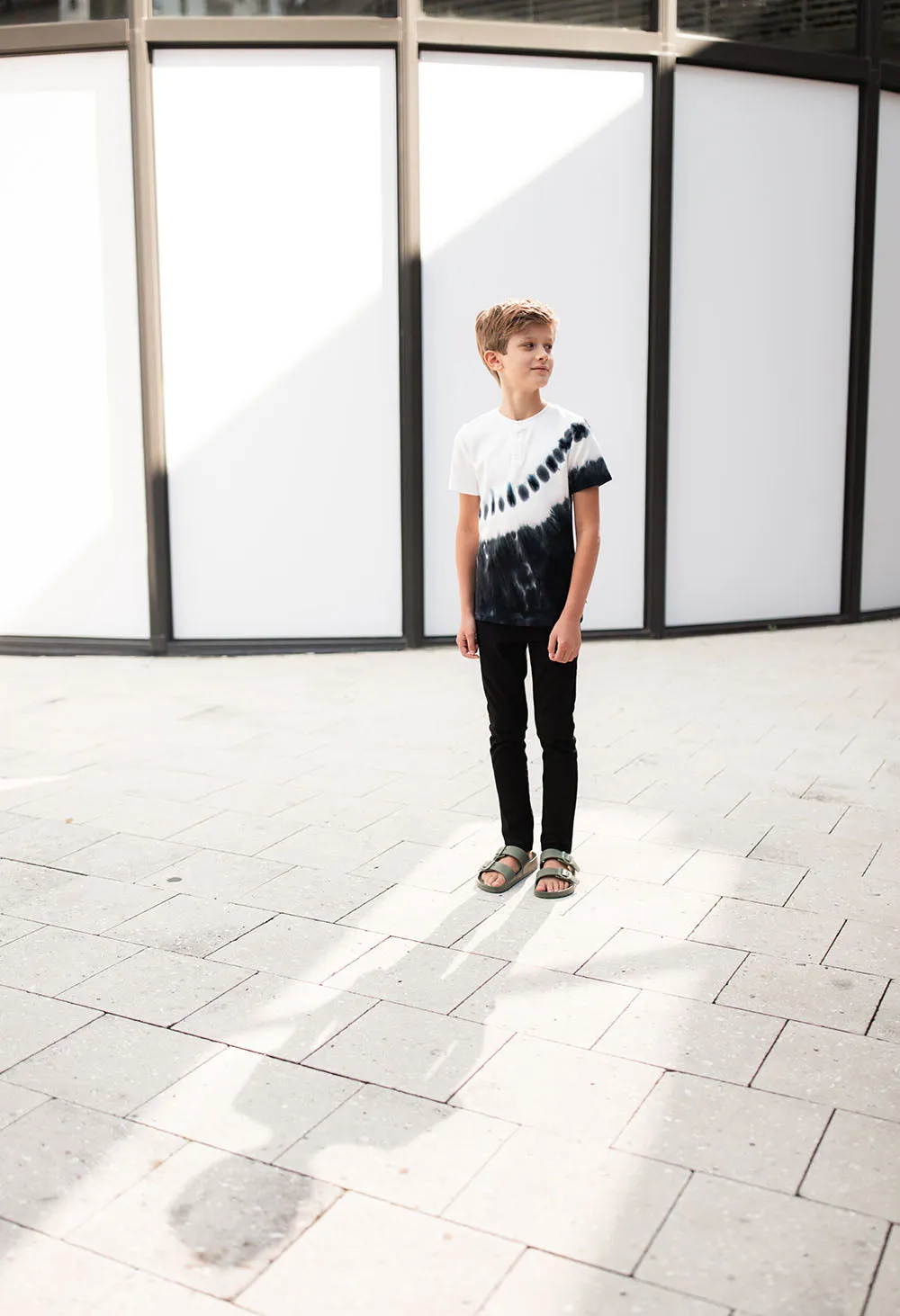 Black and White Tie Dye Henley
