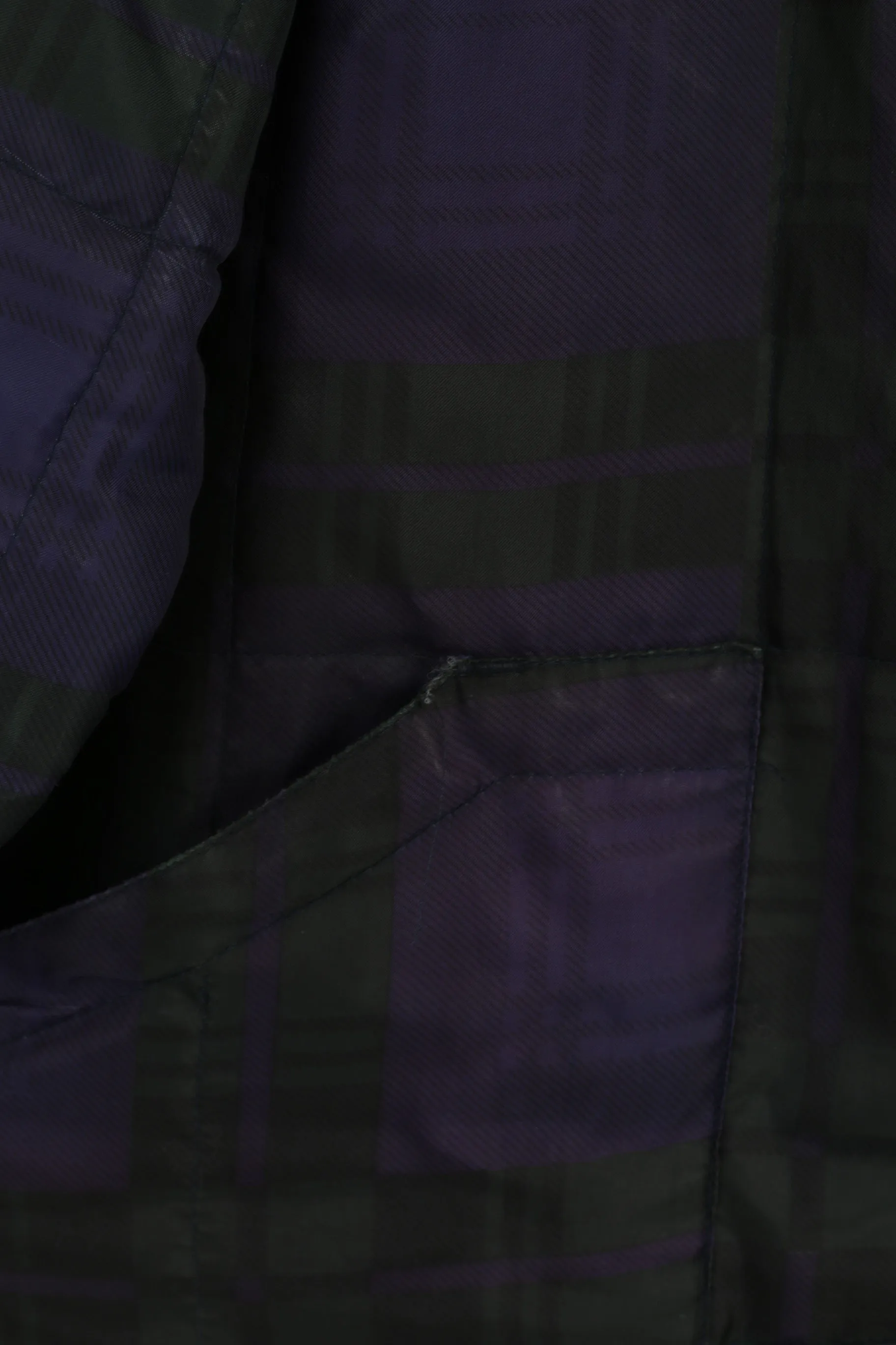 Champion Men M 40" Jacket Vintage Purple Check Fleece Lined Bomber Top