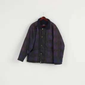 Champion Men M 40" Jacket Vintage Purple Check Fleece Lined Bomber Top