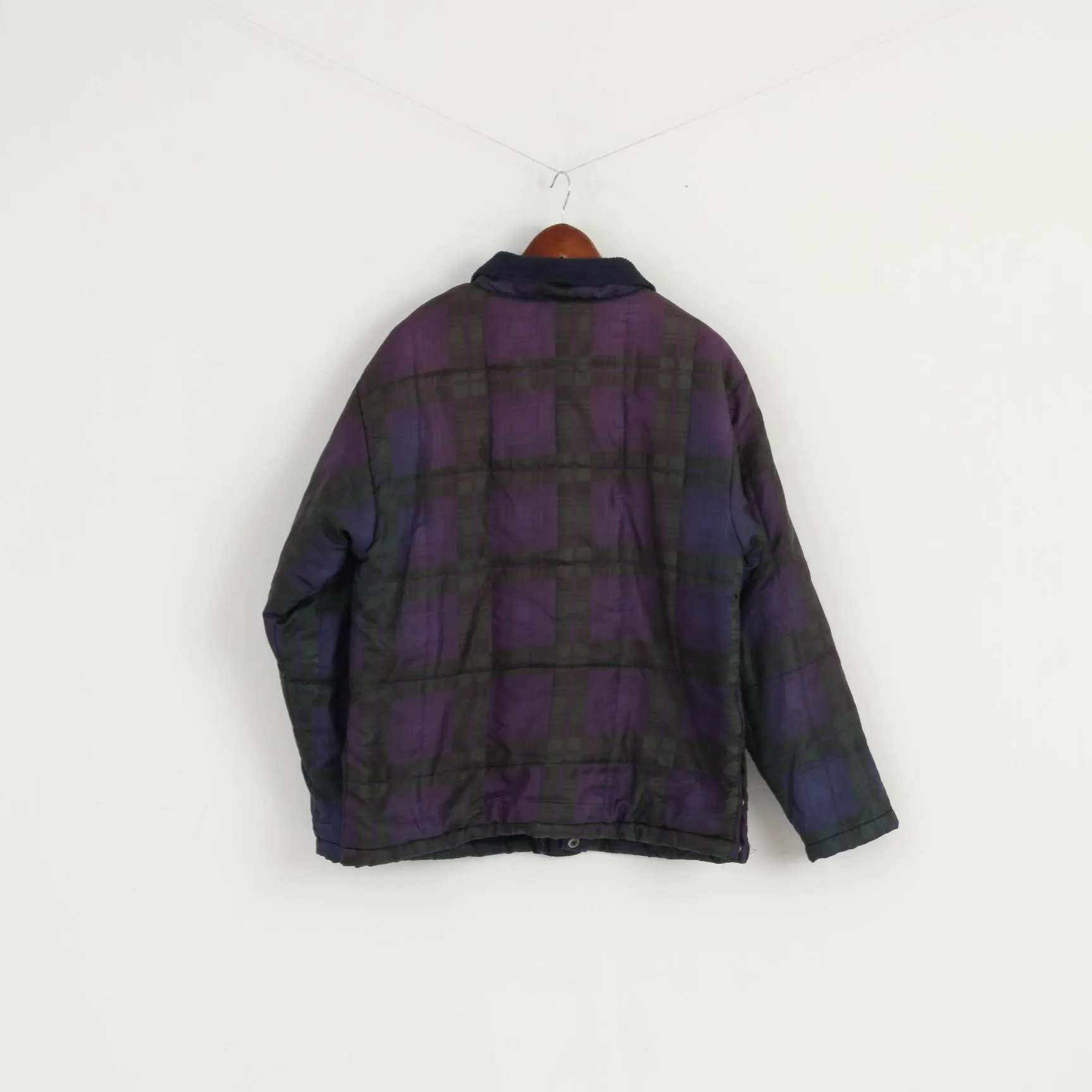Champion Men M 40" Jacket Vintage Purple Check Fleece Lined Bomber Top