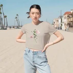 Delicate Pink Flower Flowy Cropped Tee