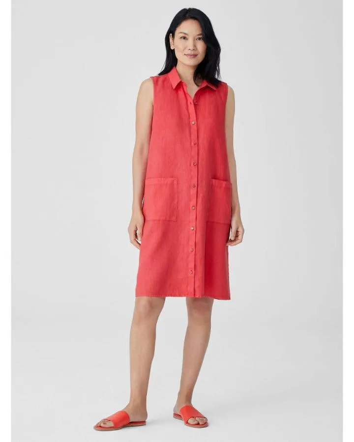 Eileen Fisher Linen Classic Collar Shirt Dress