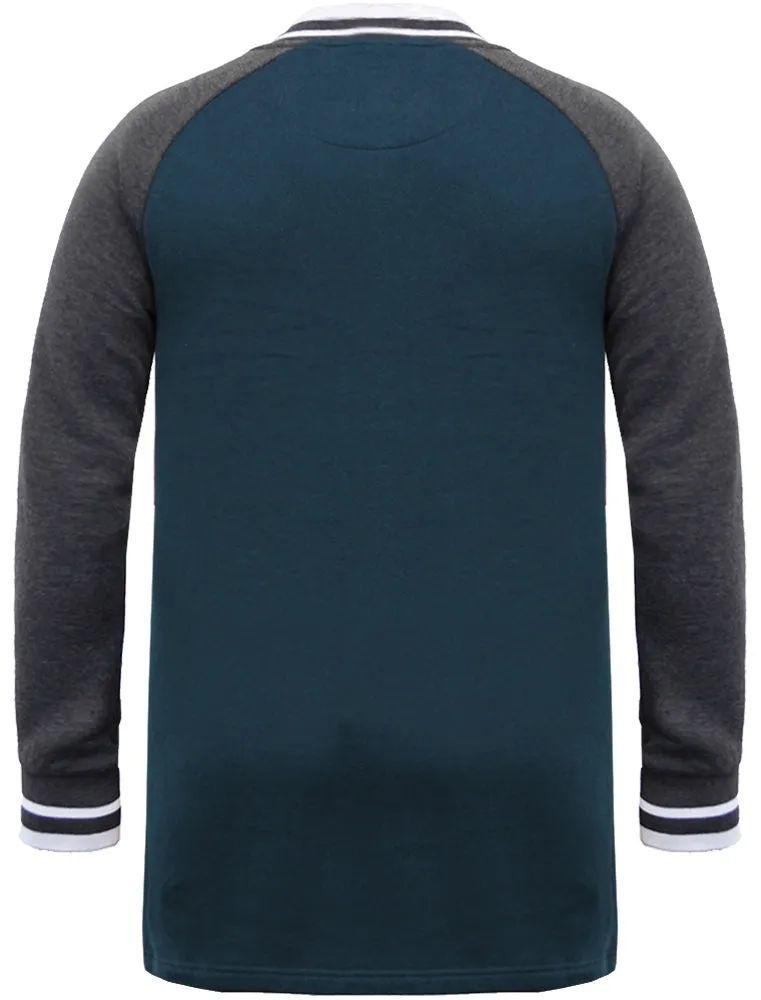 Freedom Raglan Sleeve Longline Bomber Jacket in Navy / Charcoal Marl