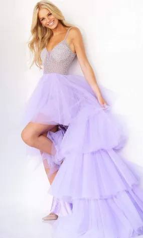 Jovani 07231 High-Low Tulle Gown with Beaded Accents