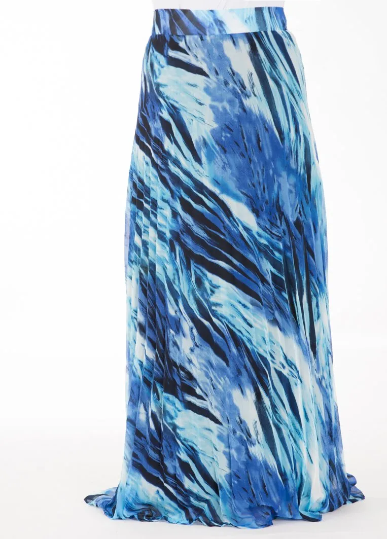 ocean Blue chiffon Maxi Skirt