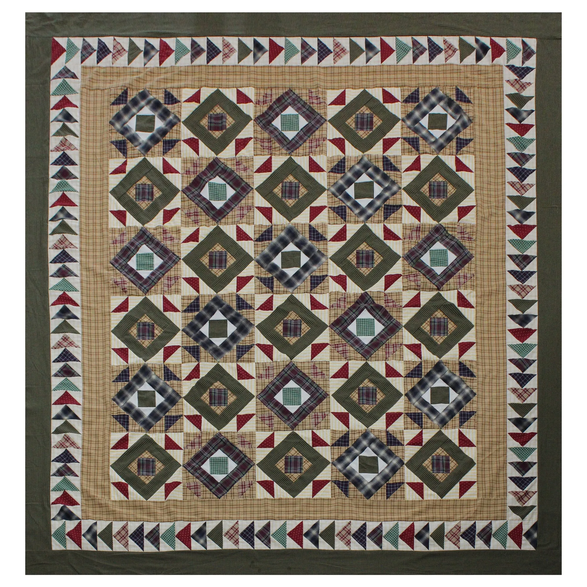 Prairie Road Quilt, Hand cut and Patchwork cotton fabric blocks.