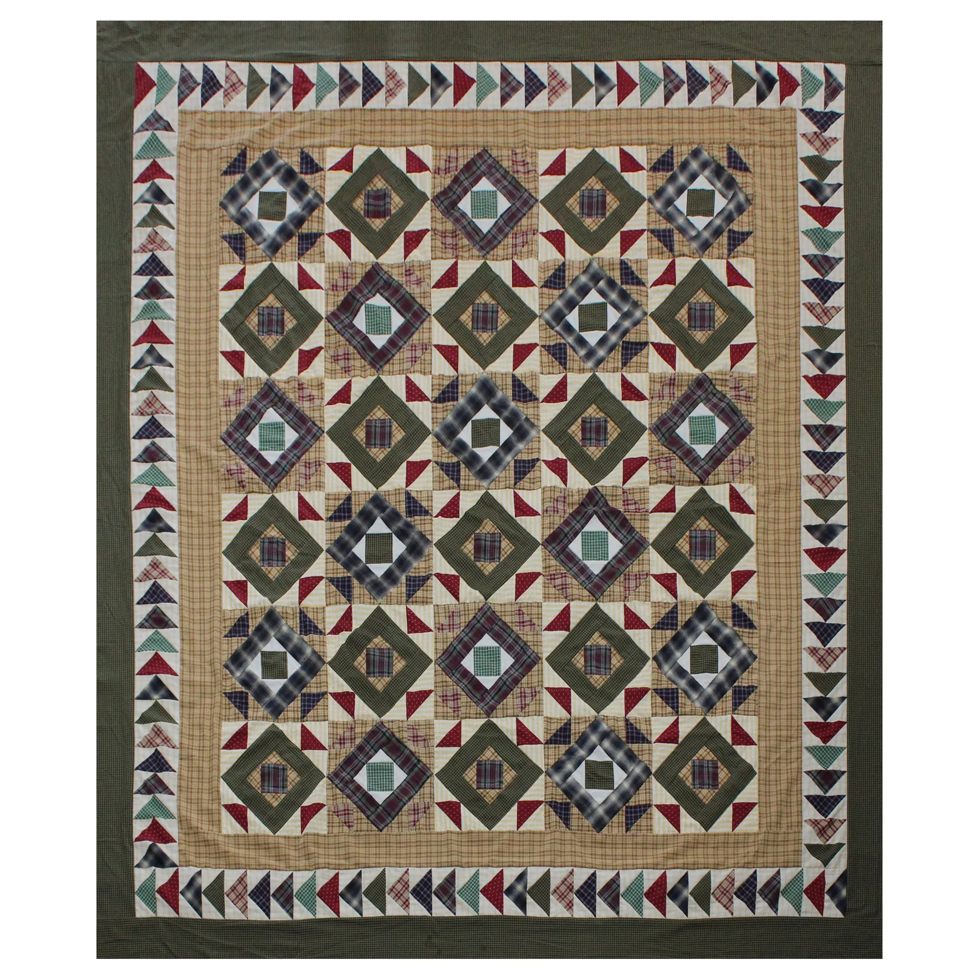 Prairie Road Quilt, Hand cut and Patchwork cotton fabric blocks.
