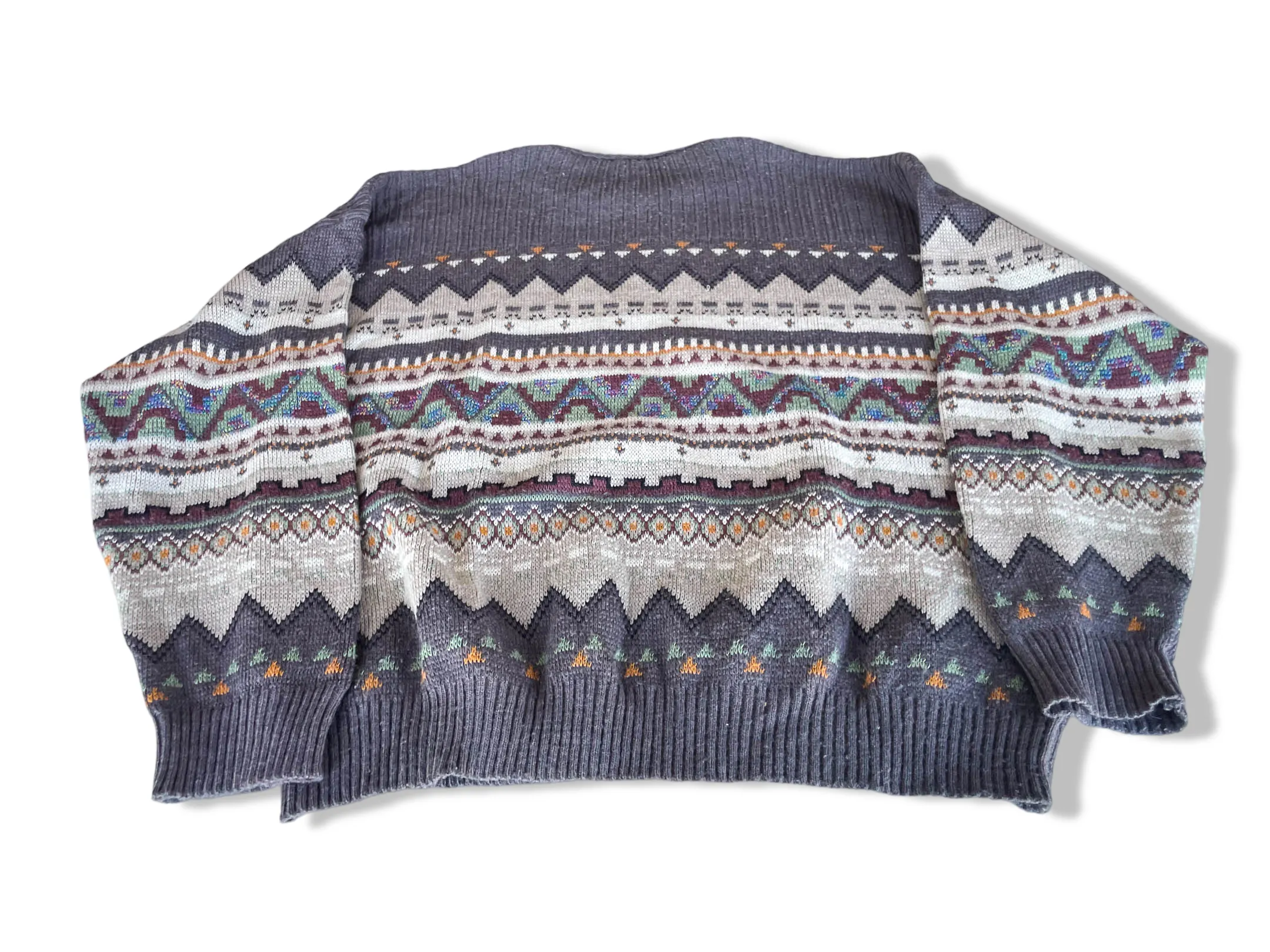 Vintage Paco Calvari brown abstract knitted long sleeve sweater|L27 W24|SKU 4370