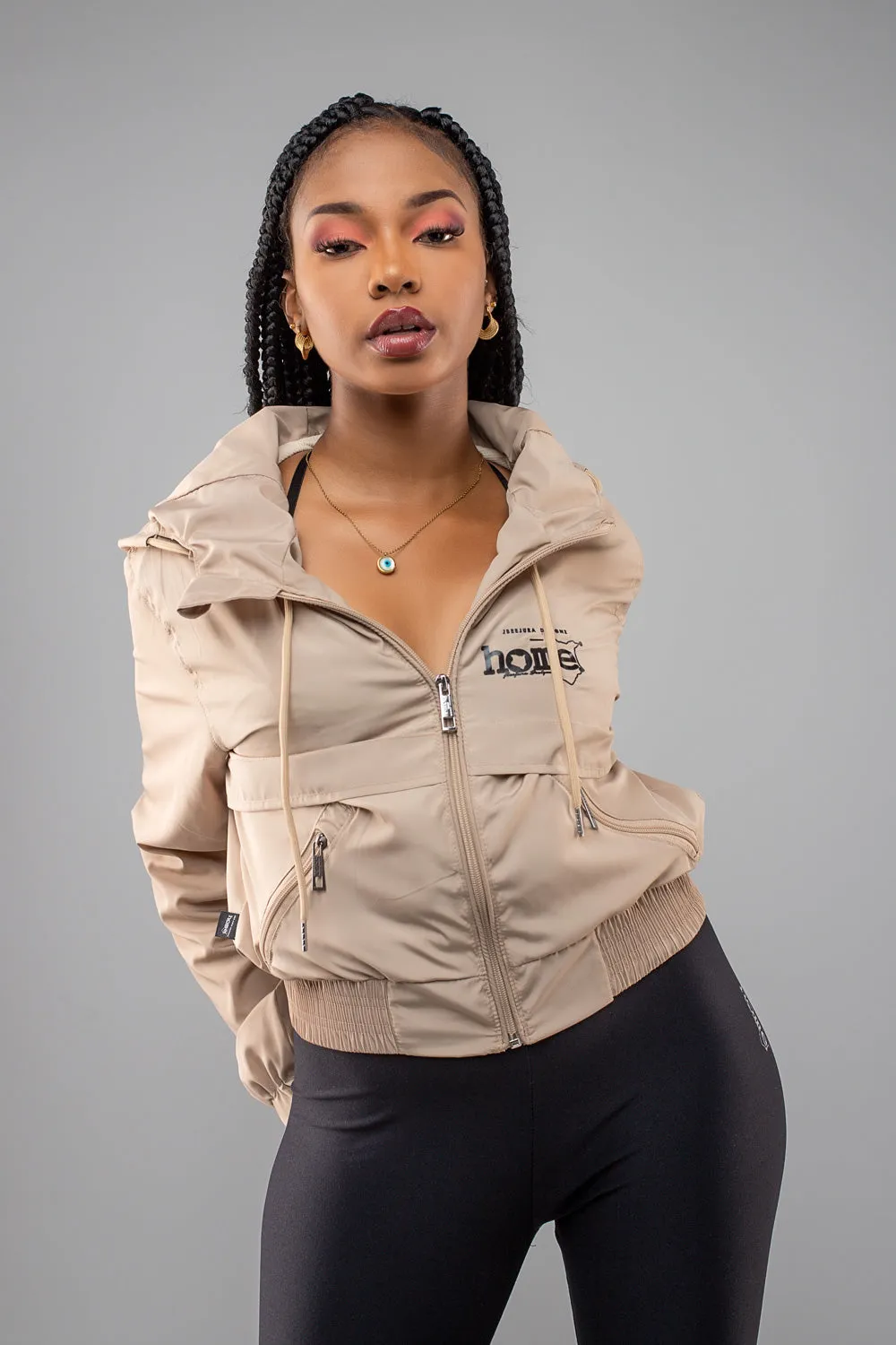 Zuma Cropped Bomber Jacket - Light Brown